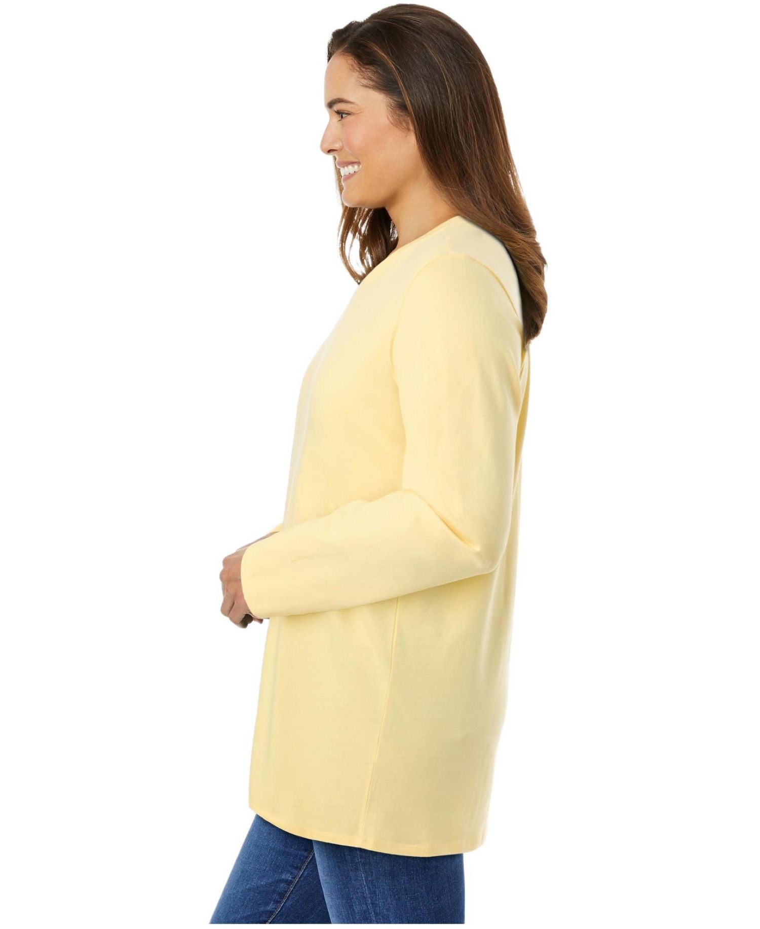 Women's Plus Size Perfect Long-Sleeve Crewneck Tee