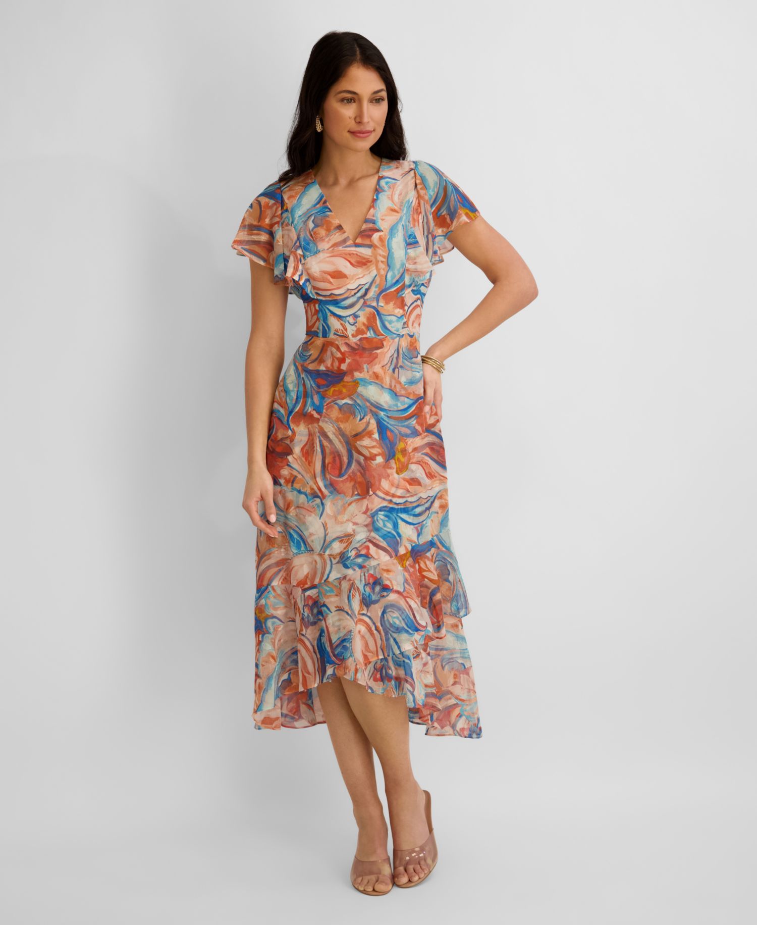 Women's Printed Burnout Chiffon A-Line Dress