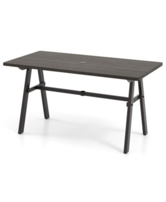Garden Outdoor Dining Table Seats 6 with Umbrella Hole