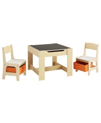 Kids Table and 2 Chairs Set with Under Table Storage