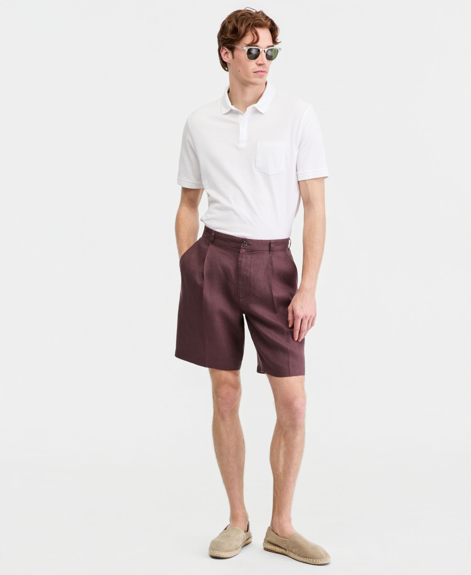 Men's Linen Pleated Shorts