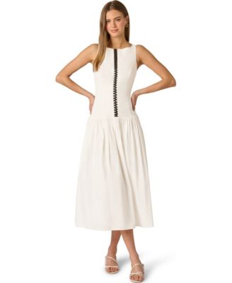 Women's Boat Neck Sleeveless Midi Dress