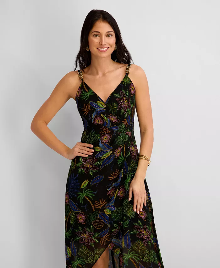 Women's Printed V-Neck High-Low Dress - thumbnail 3