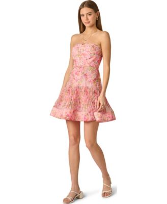 Women's Strapless Back Zip Closure Mini Dress