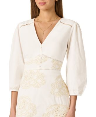 Women's Embroidered V-Neck Mini Dress