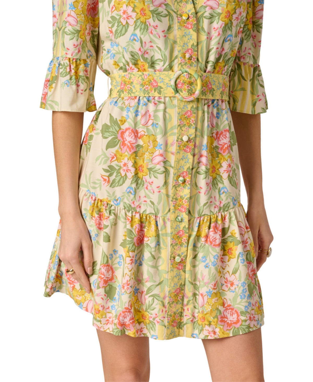 Adrianna Women's Printed Ruffle Short Dress