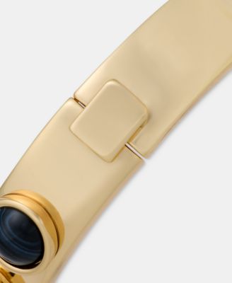 Gold-Tone Dynamic Jet Cabochon Bangle Bracelet