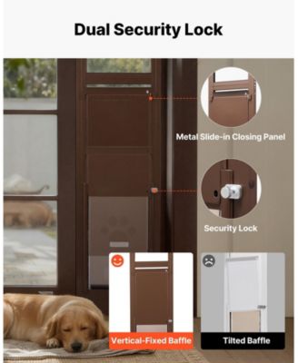 Sliding Glass Dog Door Adjustable Height 75 7/8" to 80 11/16" with 13 5/8" x 23 5/8" Flap