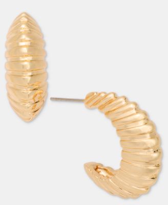 Small Textured C-Hoop Earrings, 0.95"