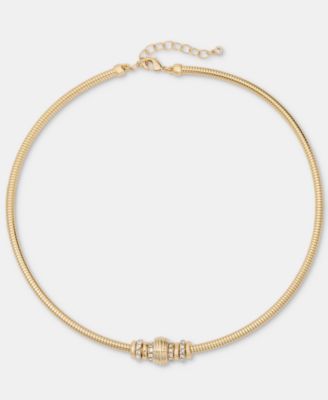 Pav&eacute; Crystal Rondelle Beaded Collar Necklace, 16" + 3" extender