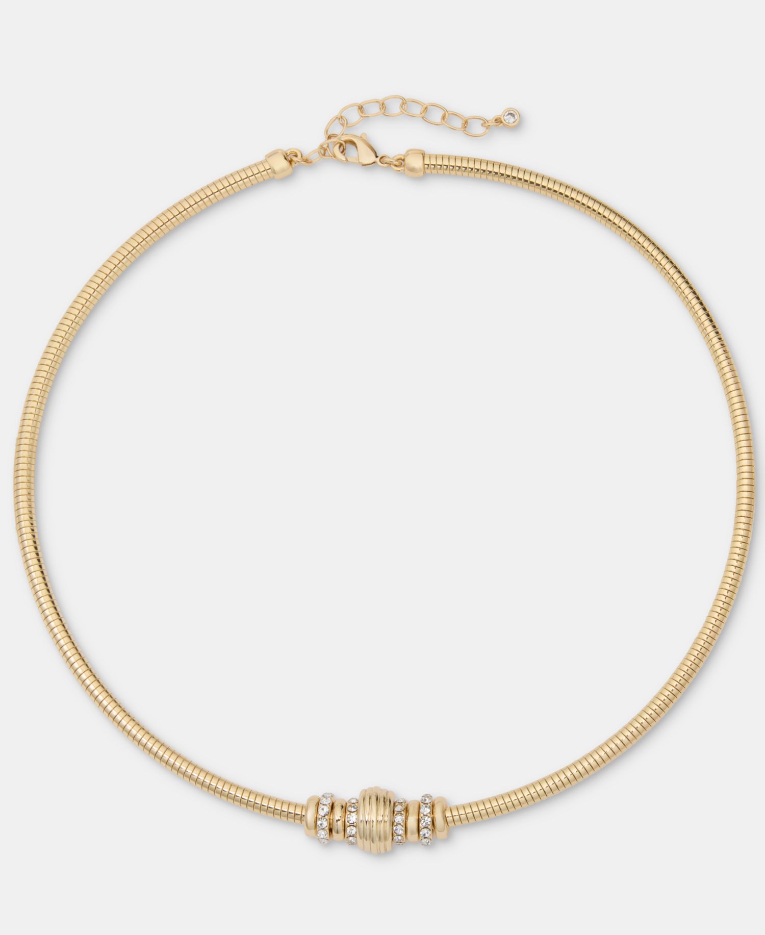 Pav&eacute; Crystal Rondelle Beaded Collar Necklace, 16" + 3" extender