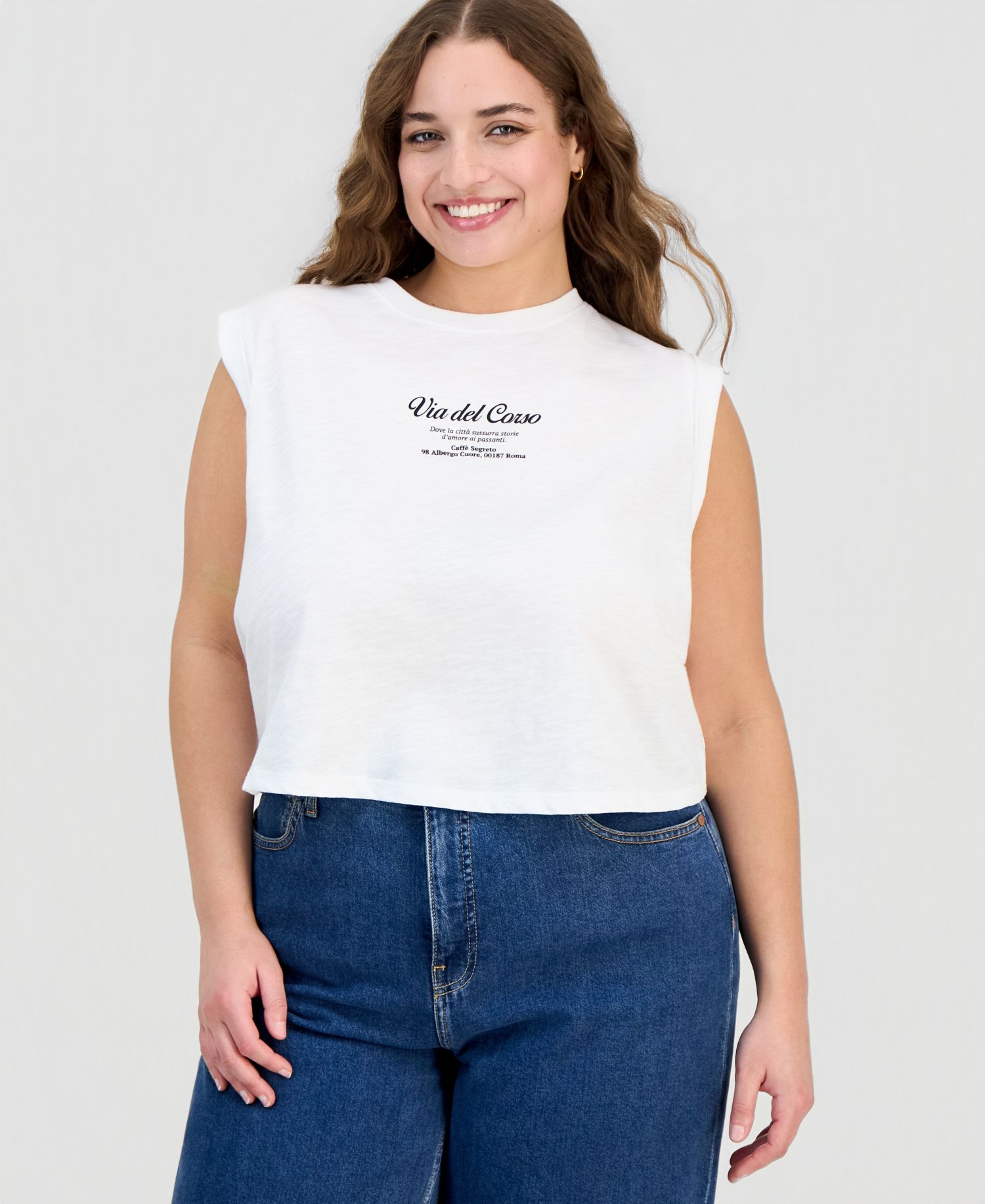 Trendy Plus Size Cotton Graphic-Print Muscle T-Shirt