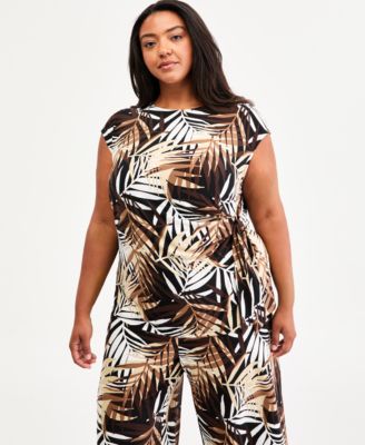 Plus Size Extended-Shoulder Side-Tie Top
