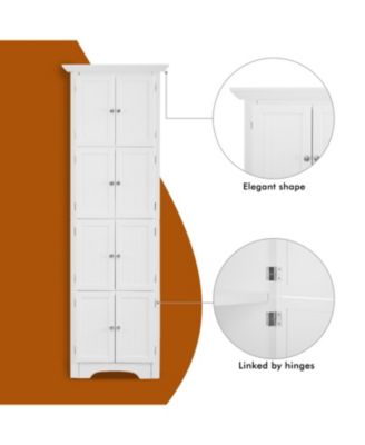 Modern Tall Storage Cabinet with Doors and 4 Shelves