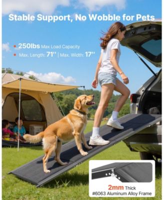71" Folding Dog Ramp 17" Wide, Non-Slip Surface, Supports up to 250 lbs