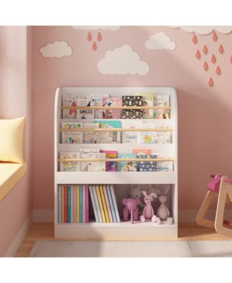 Wooden Book Display & Toy Organizer - Multi-Tier Children s Bookcase with Open Storage for Kids Room, Nursery, Kindergarten