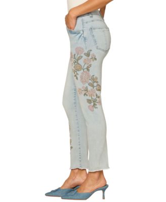 Petite Floral Embroidered Skimmer Jeans