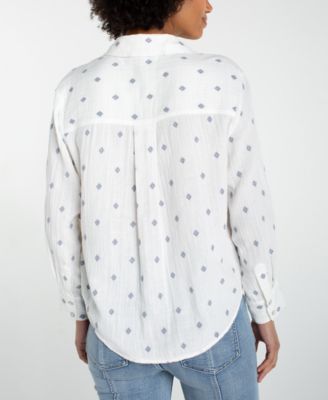 Petite Long-Sleeve Button-Front Shirt