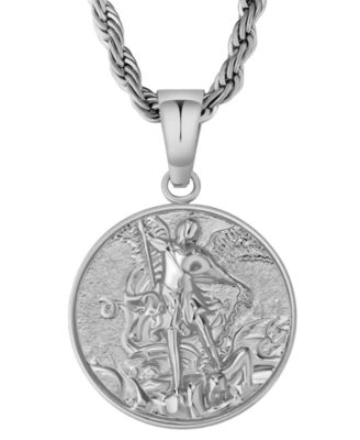 Men's Stainless Steel 22" St. Michael Pendant Necklace