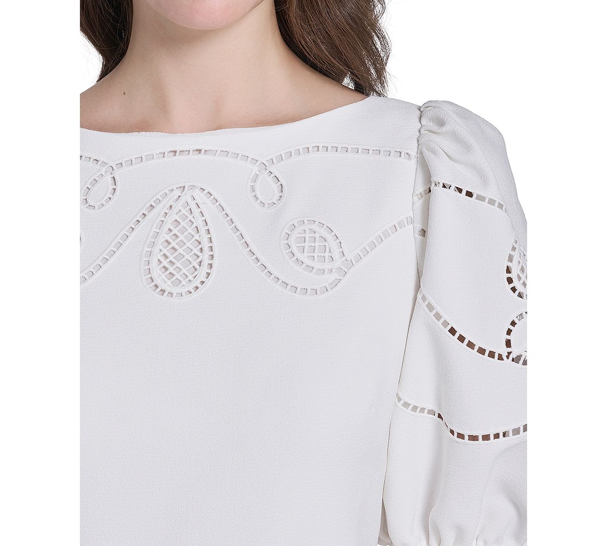 Vince Camuto Petite Embroidered Bodice Puff-Sleeve Shift Dress view 4 — MAYCSS fashion products