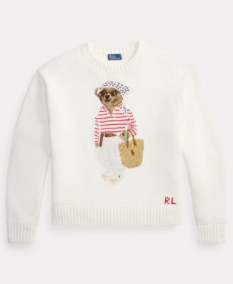 Women's Bear Embroidered Crew Neck Sweater