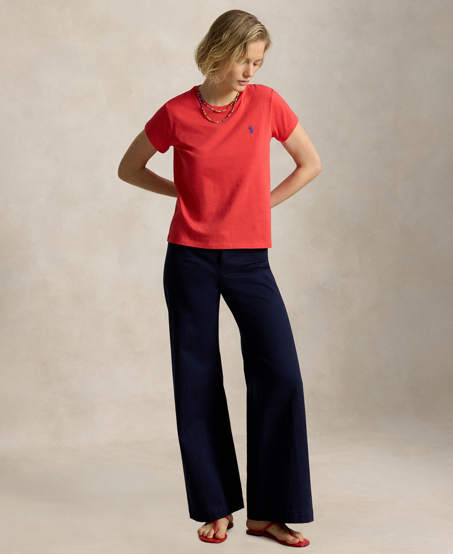 Женская футболка Polo Ralph Lauren Crewneck, цвет: Bright Hibiscus — фото 2