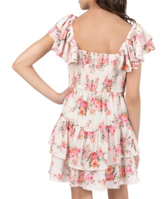 Girls' 7–16 Floral Textured Crepe Dress