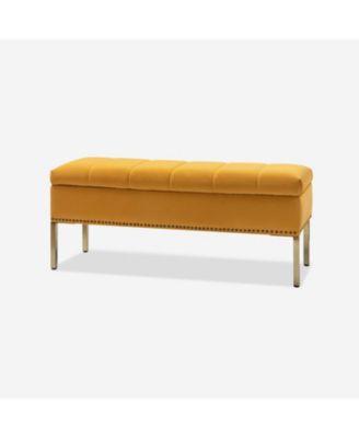 Upholstered Modern Flip Top Storage Bench with Metal Legs