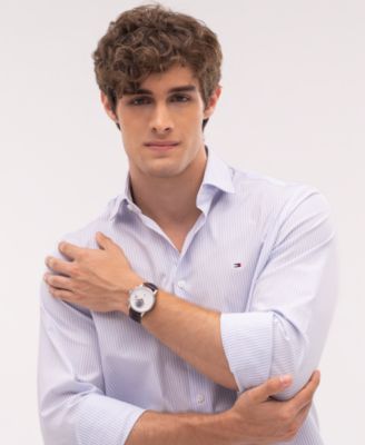 Men's Multifunction Brown Leather Bracelet Watch, 40mm