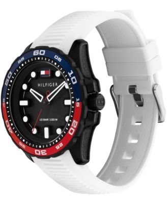 Men's Quartz White Silicone Strap Watch, 40mm