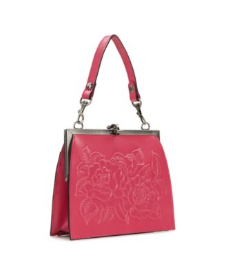Aurelie Small Rose Tooled Leather Crossbody Frame Bag