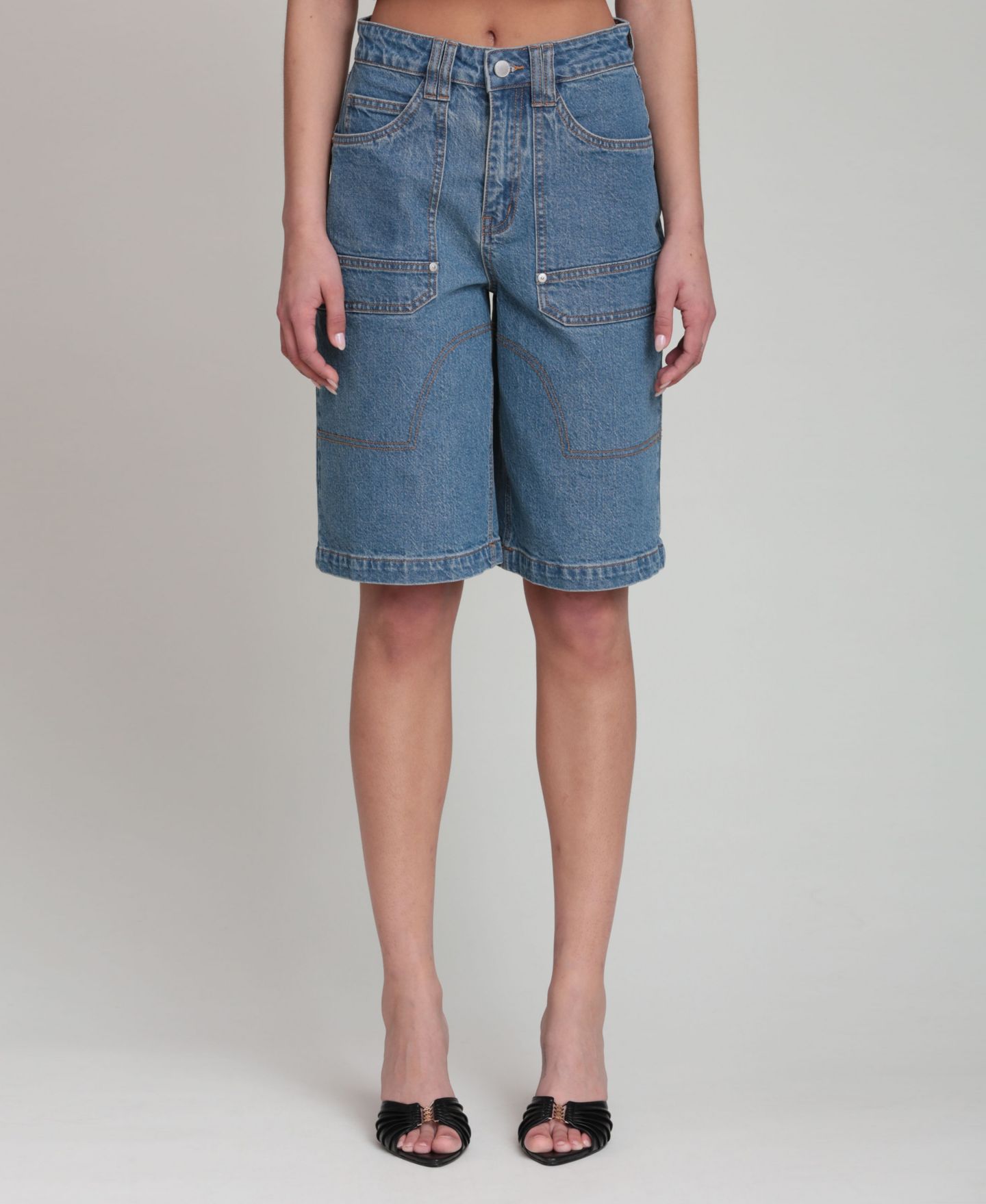 Женские шорты Avec Les Filles Straight-Leg Denim Shorts, цвет: Варёный — фото 2