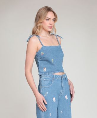 Women's Denim Tie Top