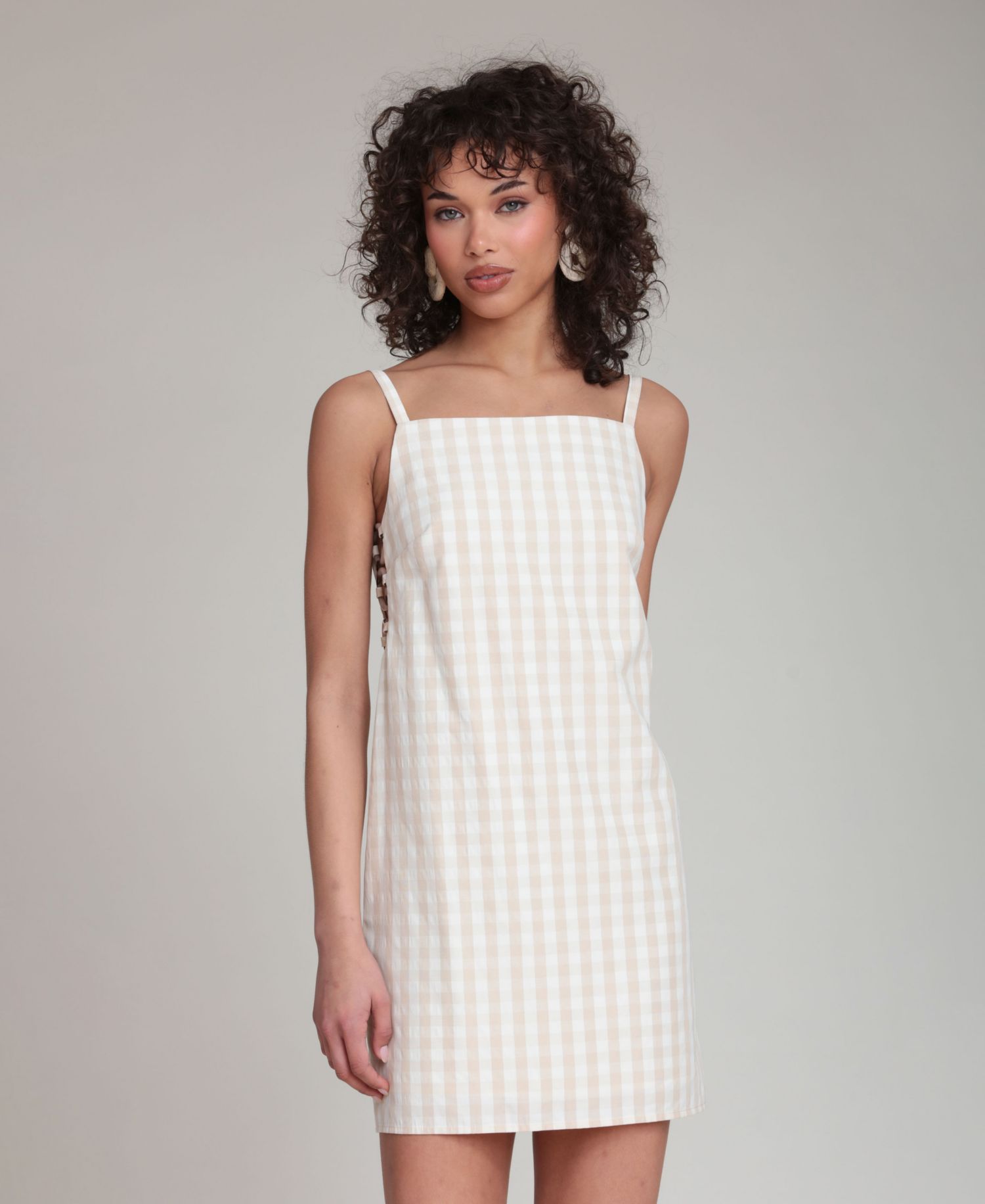 Women's Gingham Square-Neck Mini Dress