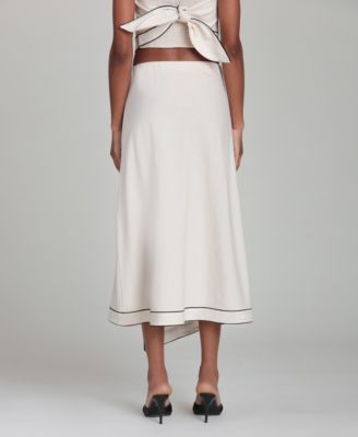 Women's Asymmetric Faux Wrap Midi Skirt