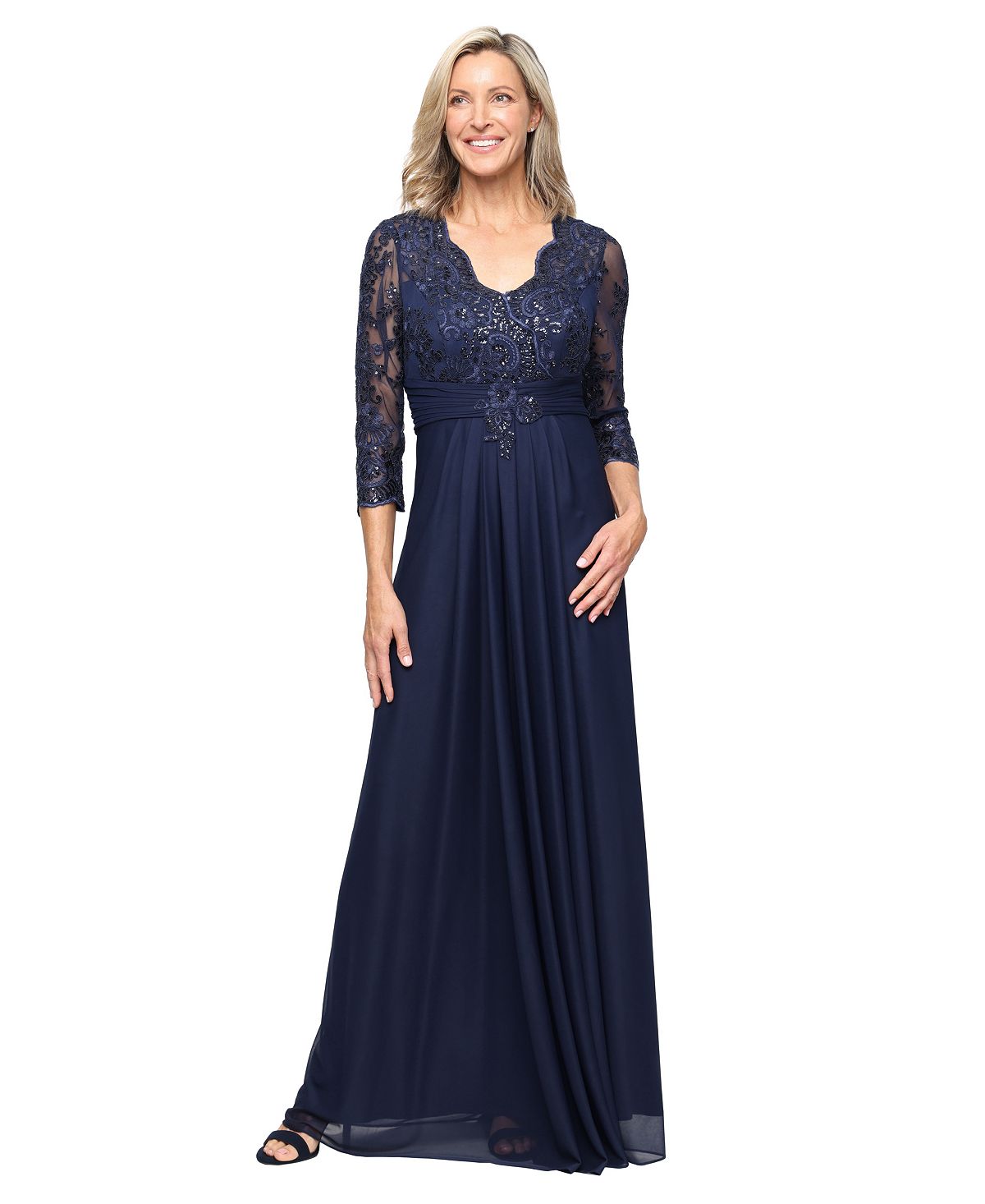 Alex Evenings Petite V-Neck A-Line Gown view 1 — MAYCSS fashion products