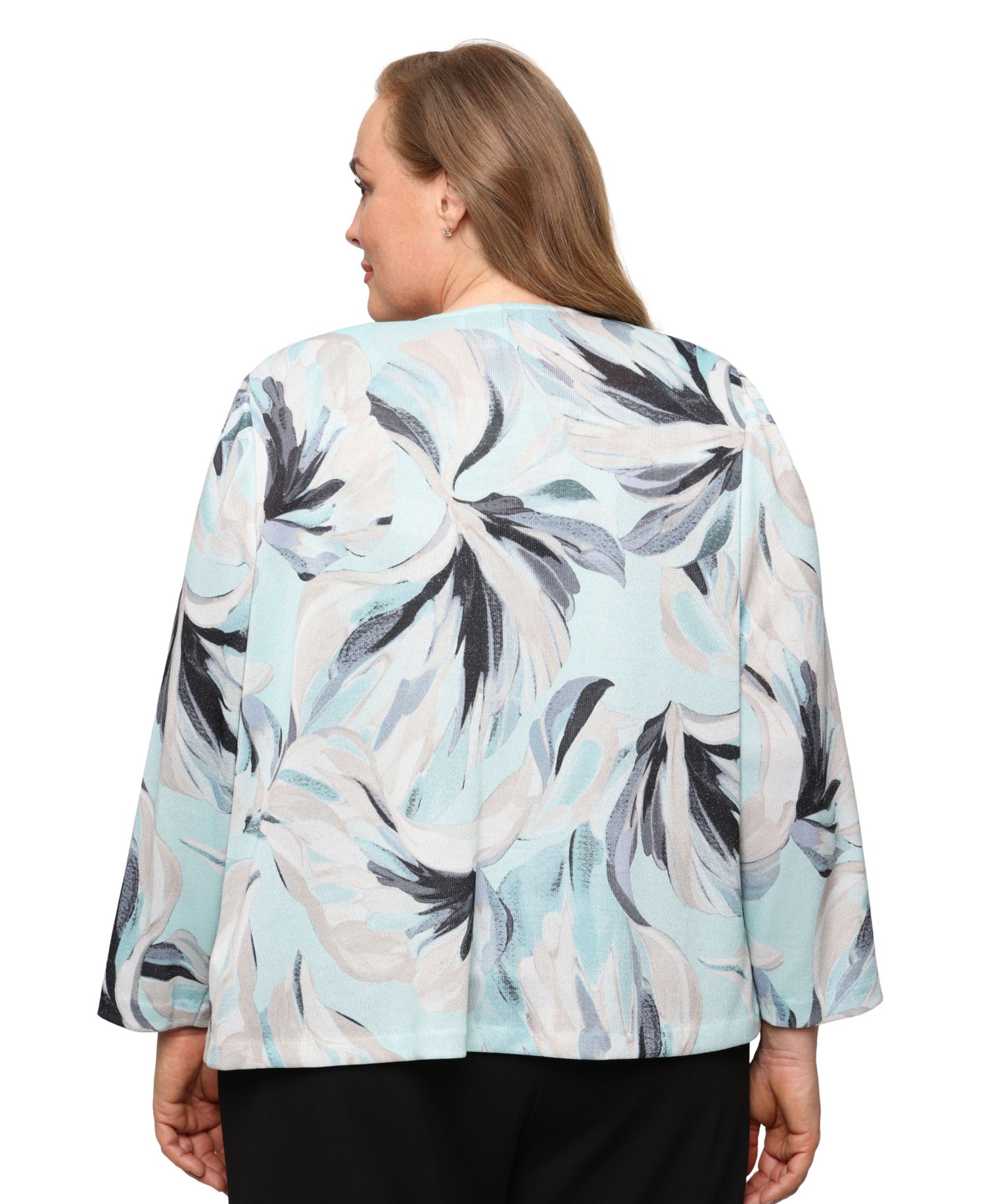 Plus Size Scoop Neck Top And Jacket, 2-Piece Set