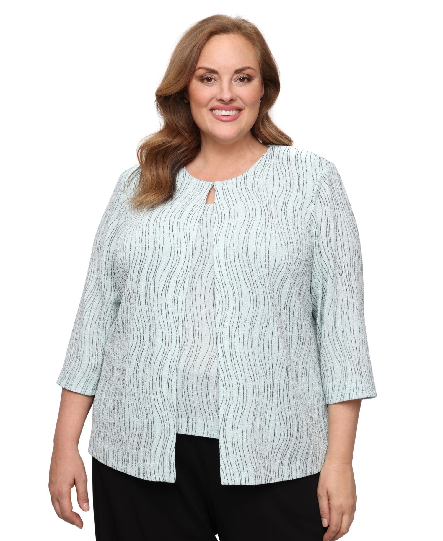 Plus Size Scoop Neck Top And Jacket, 2-Piece Set