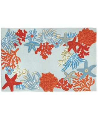 Ravella 2256 Ocean Scene Blue 2'6" x 4' Indoor/Outdoor Area Rug