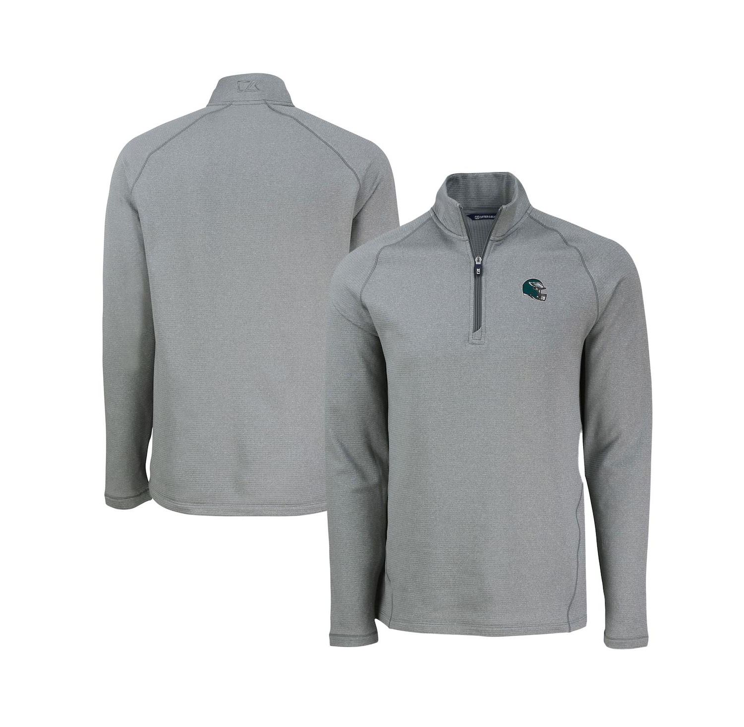Men's Heather Gray Philadelphia Eagles Peshastin Eco Fleece Tri-Blend Raglan Quarter-Zip Jacket