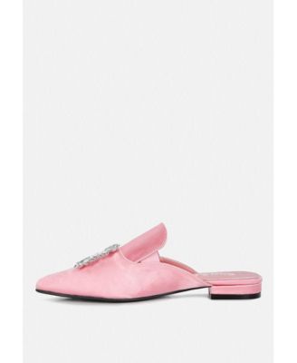 PERRINE Womens Diamante Brooch Slip On Mules