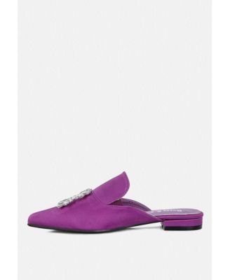 PERRINE Womens Diamante Brooch Slip On Mules