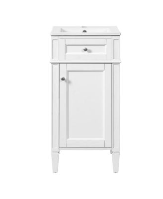 16 Inch French Modern Freestanding Bathroom Vanity with Ceramic Sink and Soft Close Door for Small Bathroom Spaces