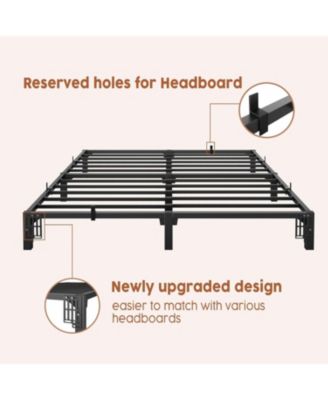 Queen Bed Frame 14 Inch Metal Platform No Screws 800 Lbs Heavy Duty Tool-Free Iron Slats No Box Spring