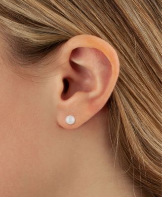 Cultured Freshwater Pearl (5-1/4mm) & Onyx Front and Back Earrings