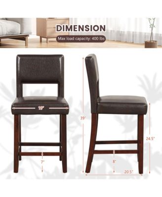 4-Piece PVC Leather Counter Height Bar Stool Set w/ Back and Rubber Wood Legs