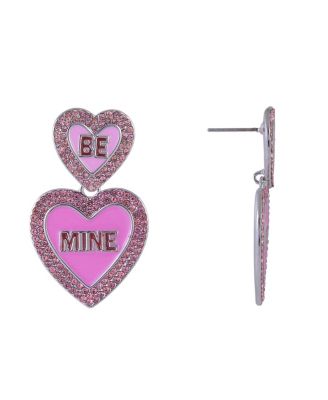 Be Mine Pink Enamel Conversation Heart Earrings