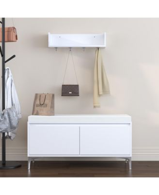 Wall-Mounted Entryway Shelf with Hooks and Storage Bench Set for Entryway, Hallway, Living Room, Bedroom