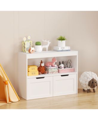 Kids Bookshelf and Toy Storage Organizer with Drawers and Shelves, Toddlers Bookcase for Nursery, Playroom and Bedroom