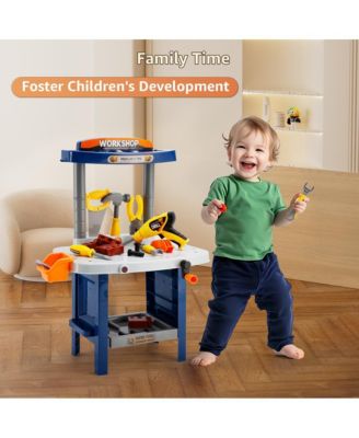 37-Piece Kids Workbench with Realistic Electric Drill, Pretend Play Tool Set for Ages 3-6